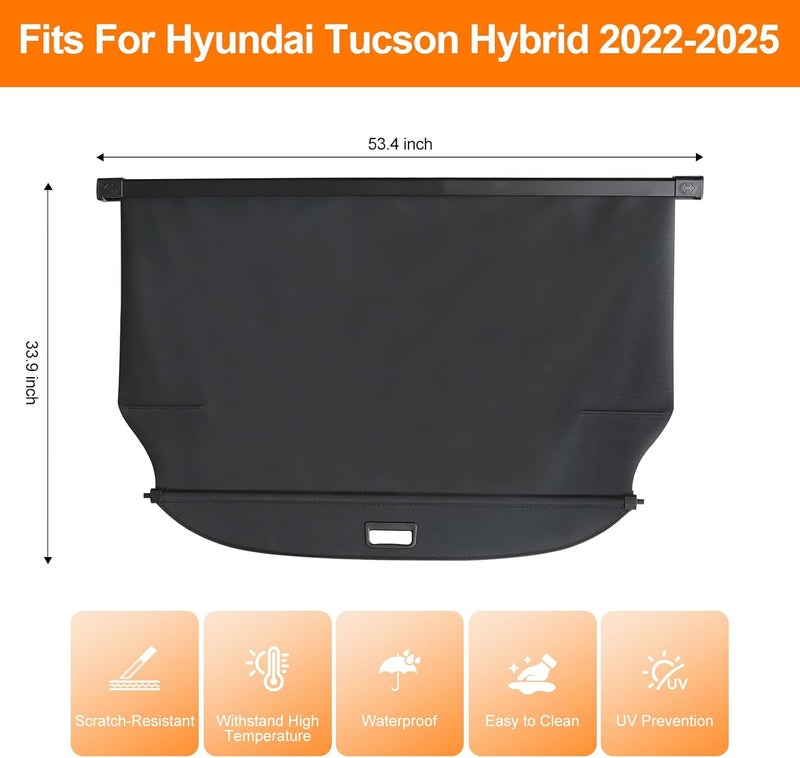 BIGACOVER Cargo Cover for Hyundai Tucson Hybrid 2022 2023-2025 Retractable Rear Trunk Security Cover Shield Shade Accessories No Drilling Required (Not for Other Hyundai Models) - Image 2